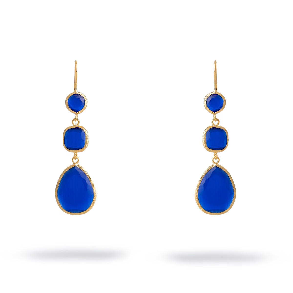 Blue Cat Eye Dangle Earrings - Blue | Wolf & Badger