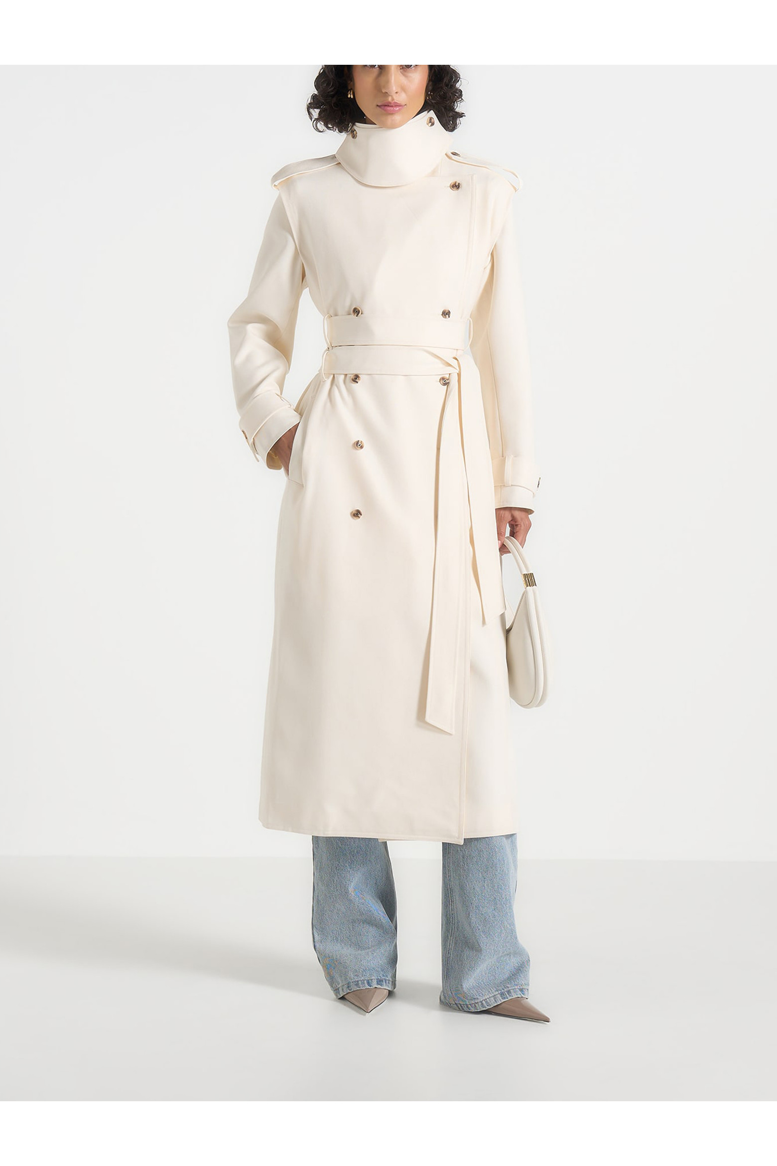 Manière De Voir Esther Double Belted Funnel Neck Trench Coat (Women) | Nordstrom | Nordstrom