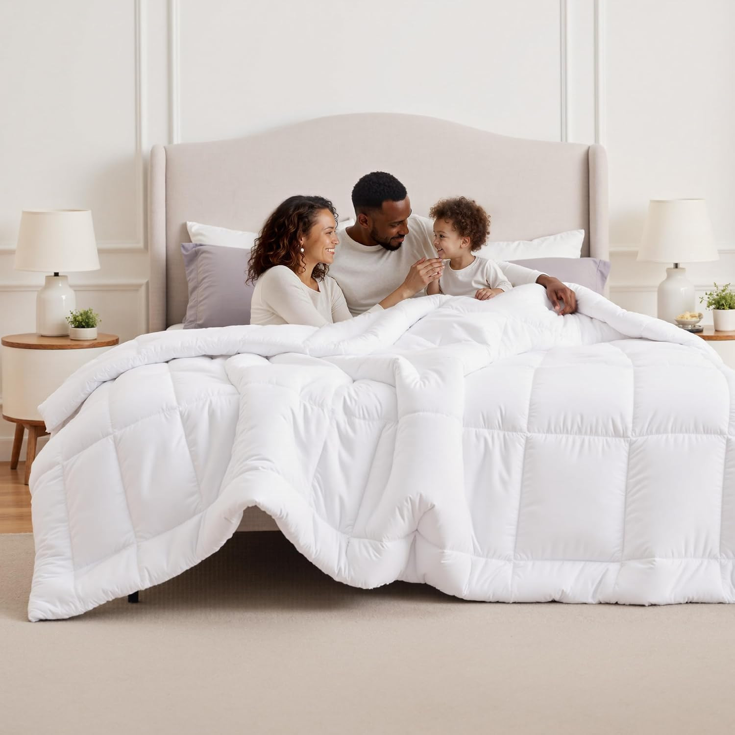 Bedsure Comforter Duvet Insert - Quilted Comforters Oversized King Size, All Season Duvet, GentleSoft Down Alternative Bedding, with 8 Tabs, Gifts for Women/Men, White, Oversized King 116 x 98 Inches | Amazon (US)
