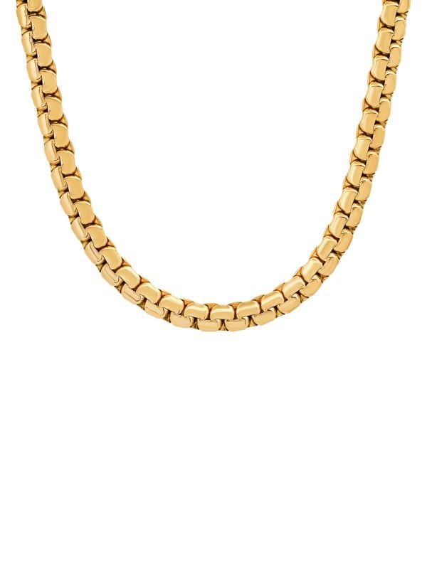 18K Gold Plated Stainless Steel Flat Box Chain Necklace | Saks Fifth Avenue OFF 5TH