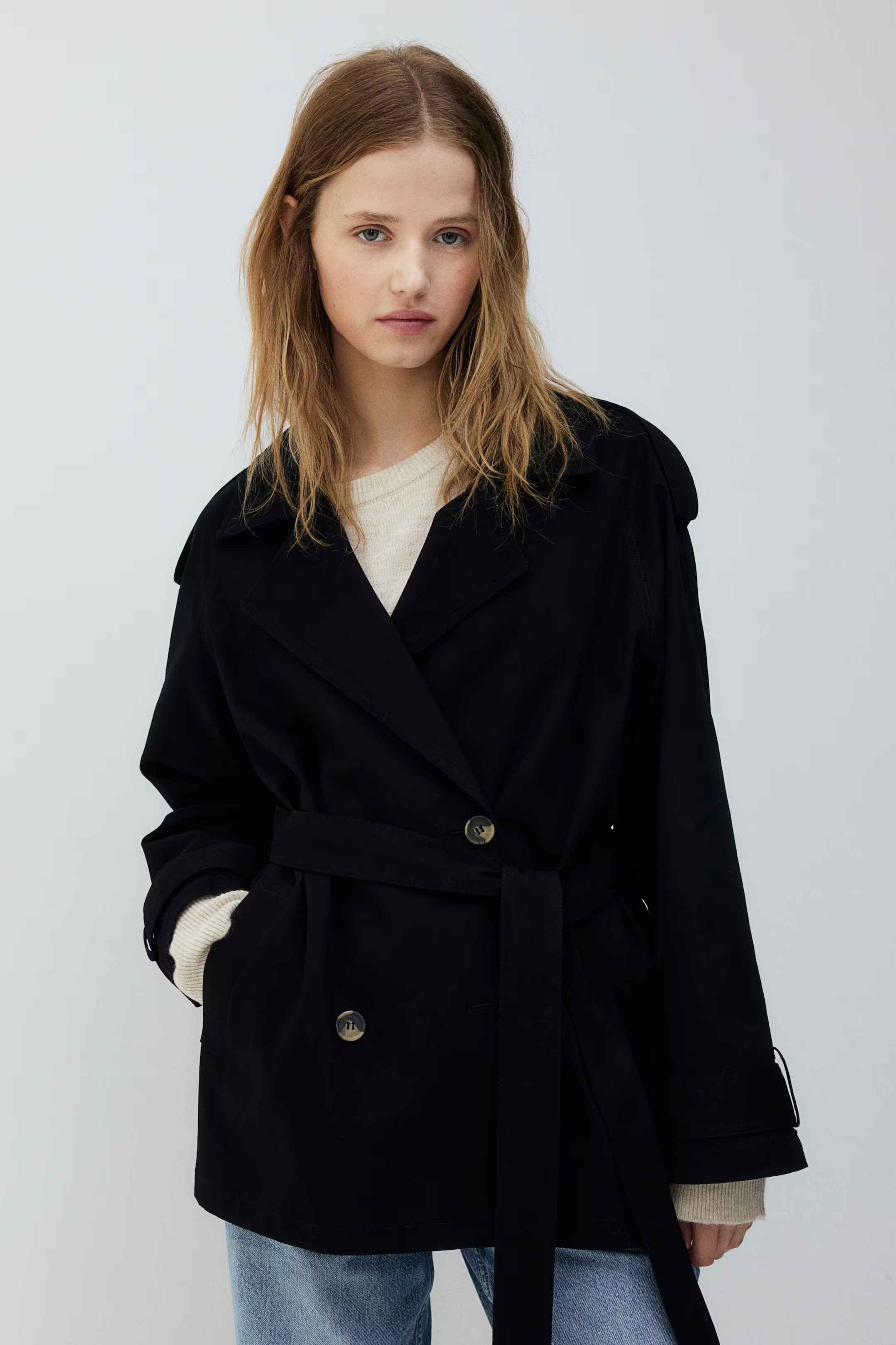 Kurzer Trenchcoat - Langarm - Kurz - Schwarz - Ladies | H&M AT | H&M (DE, AT, CH, NL, FI)