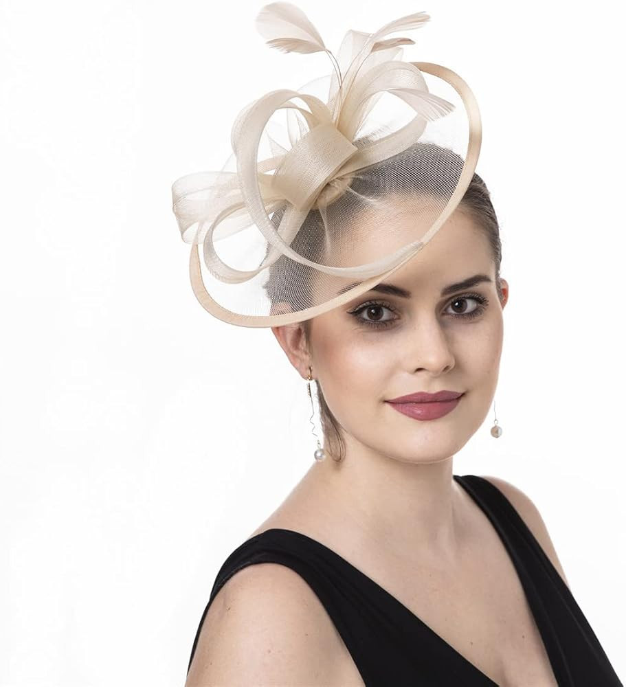 SAFERIN Fascinator for Women Hair Clip Hat Bowler Feather Flower Veil Wedding Party Tea Hat | Amazon (US)