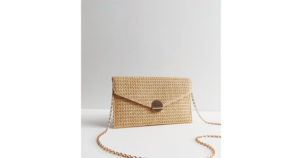 Stone Raffia Envelope Clutch Bag | New Look | New Look (UK)