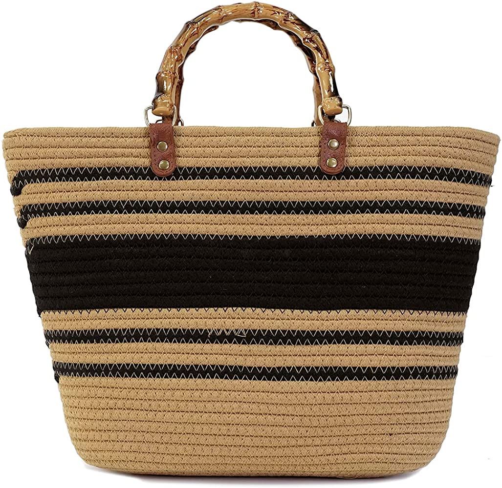 Straw Tote Bag for Women Woven Hobo Handbag Shoulder Bag Satchel Fashion Beach Bag Large Top Hand... | Amazon (US)