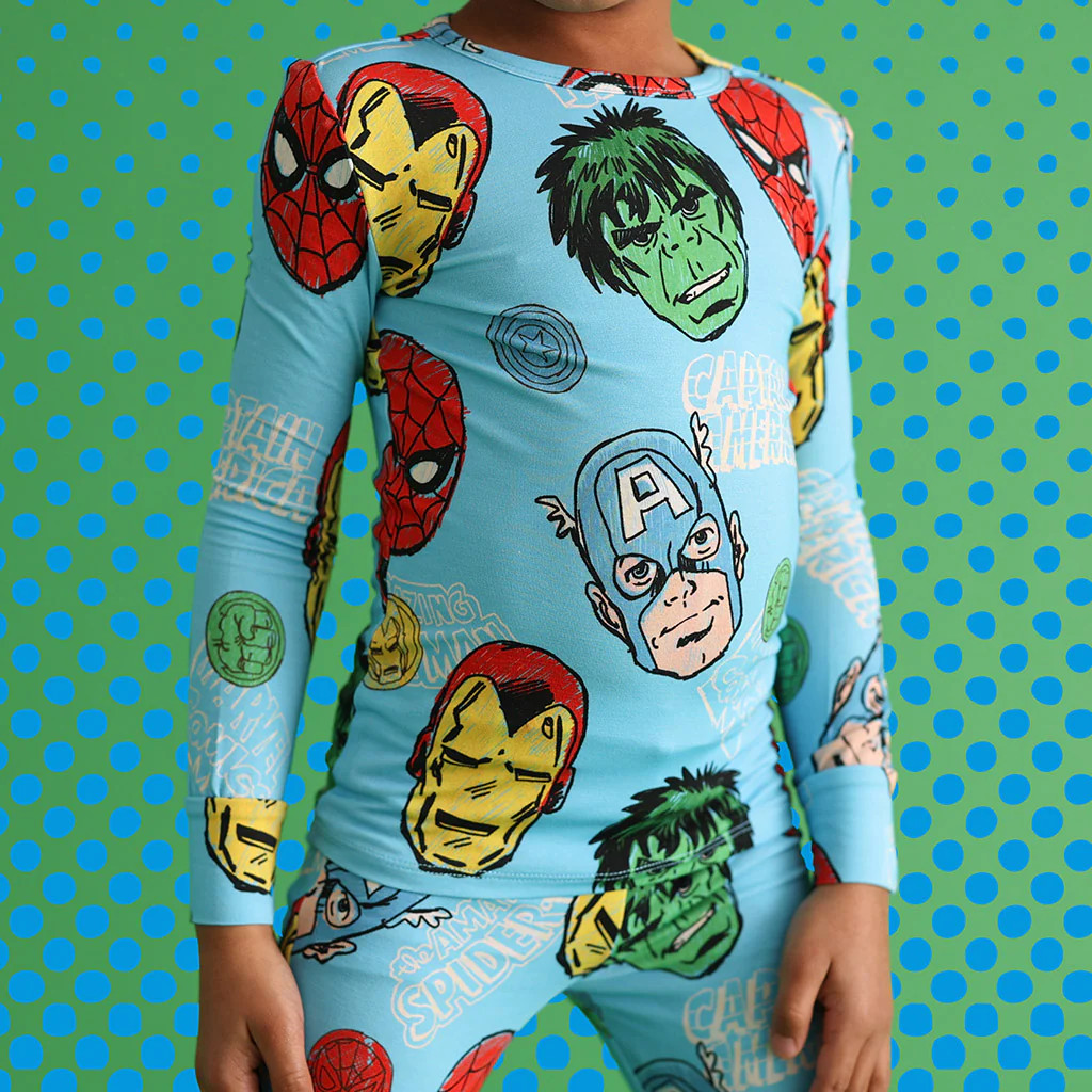 Avengers Blue Long Sleeve Toddler Pajamas | Marvel Heroes | Posh Peanut