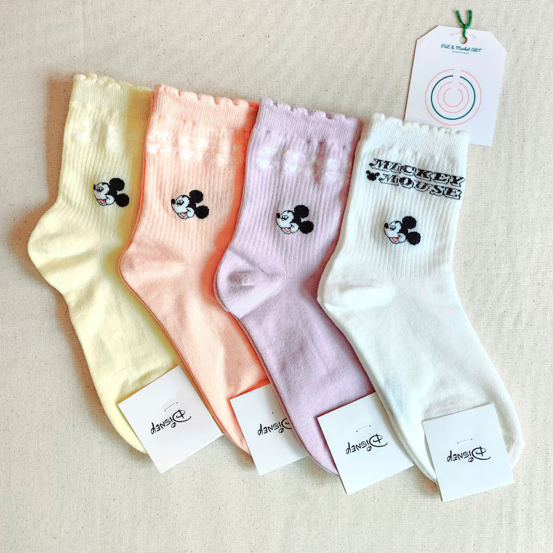 Mickey Cute Ruffle Socks/mid Cut Crew Socks/daily Socks - Etsy | Etsy (US)