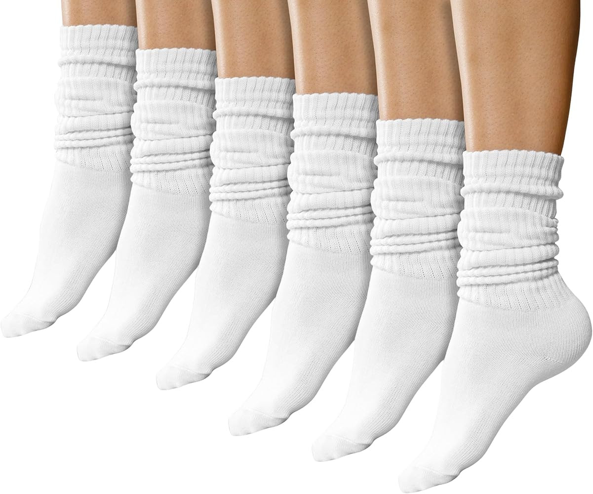 Winterlace 6 Pairs Slouch Socks for Women, Soft Extra Long Scrunch Knee High Sock, Bulk Pack | Amazon (US)