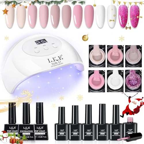 LKE Gel Nail Polish Kit with U V Light Starter Kit, 72W UV LED Nail Lamp 6 Colors Nude Pink White Gel Nail Polish Set Gel Top Base Coat Gel Nail Kit Nail Art Halloween DIY Home Salon Manicure Tools | Amazon (US)