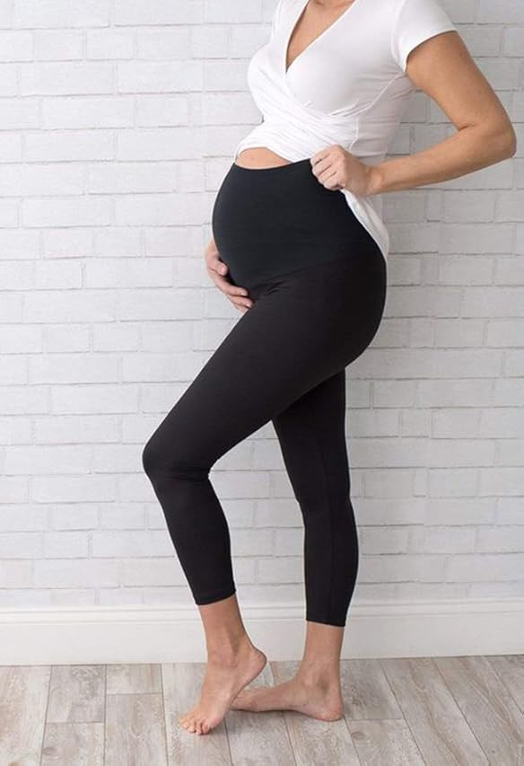 Leggings Depot Women's Stretch Buttery Soft Casual Maternity Pants Over The Belly-Capri & Full Lengt | Amazon (US)