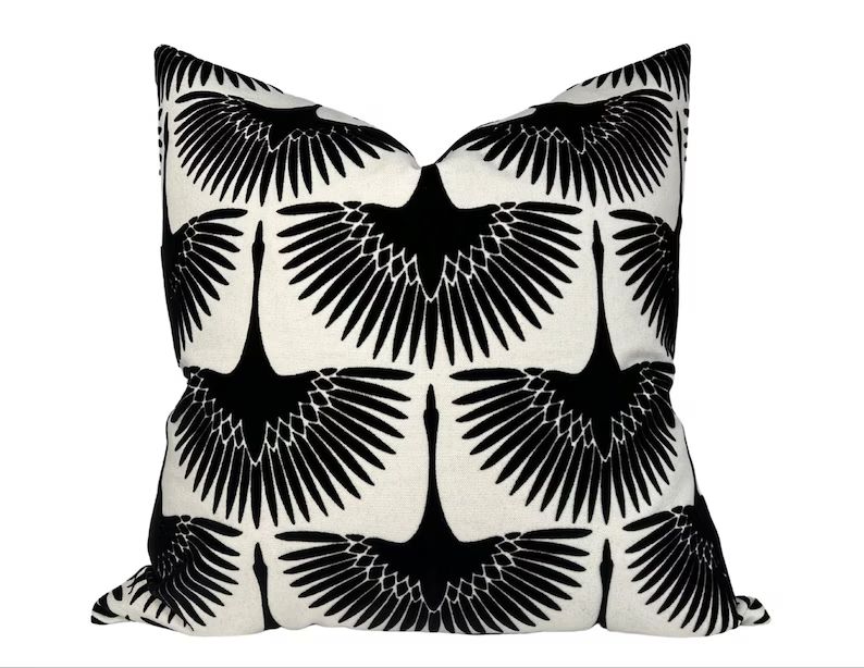 Flock Velvet Pillow Cover in Onyx Designer Pillow Covers - Etsy | Etsy (US)