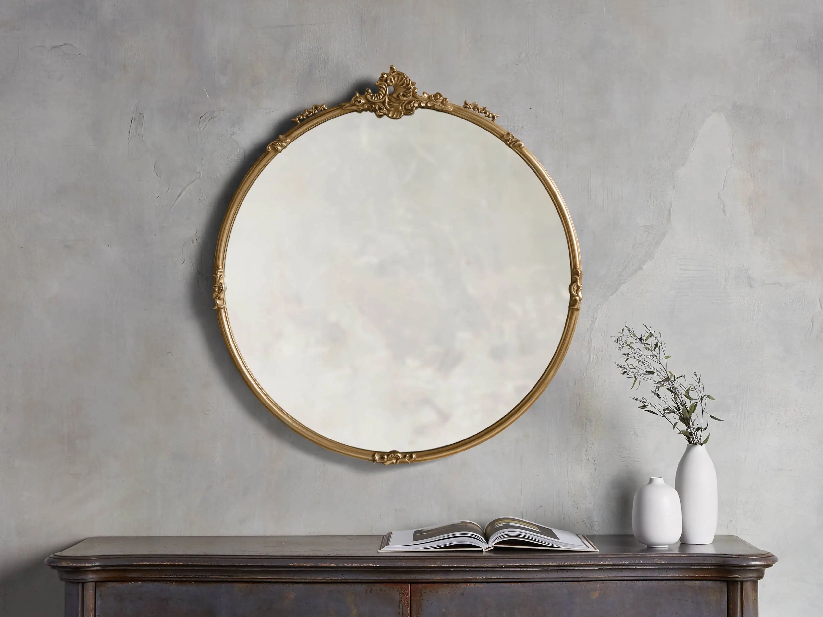 Amelie Round Mirror in Gold | Arhaus