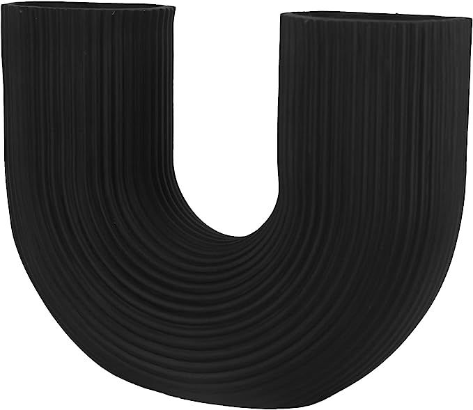 Amazon.com: Artconal Black Minimalist Vase Decor - 6 inch Tall Vase U-Shaped Ribbed Line Texture ... | Amazon (US)