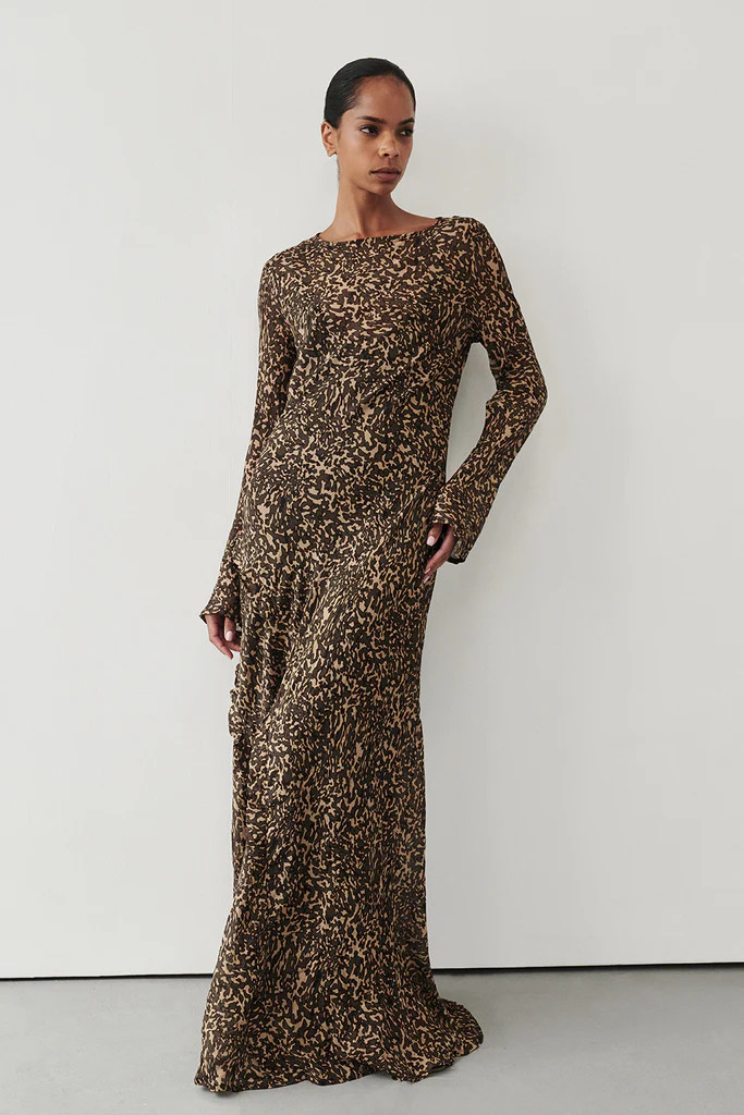 MARVILLA CHOC LONG SLEEVE MAXI DRESS | DISSH