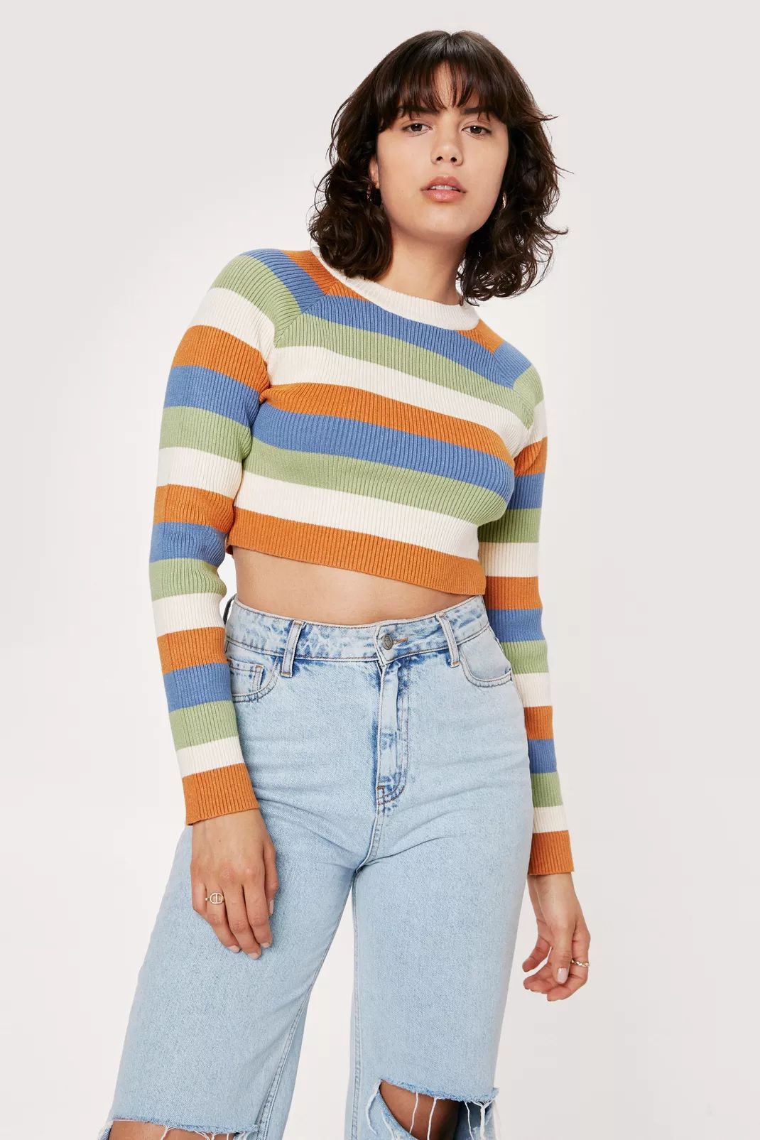 Striped Color Block Knitted Long Sleeve Top | Nasty Gal (US)