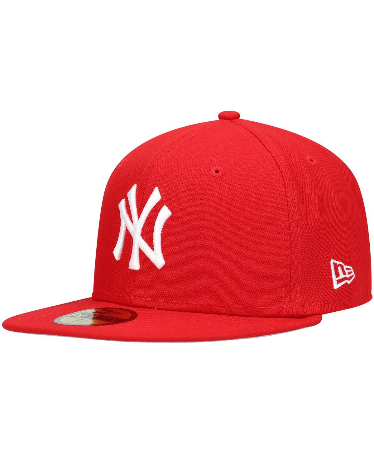 Men's New Era Red New York Yankees Logo White 59FIFTY Fitted Hat - Red | Macy's