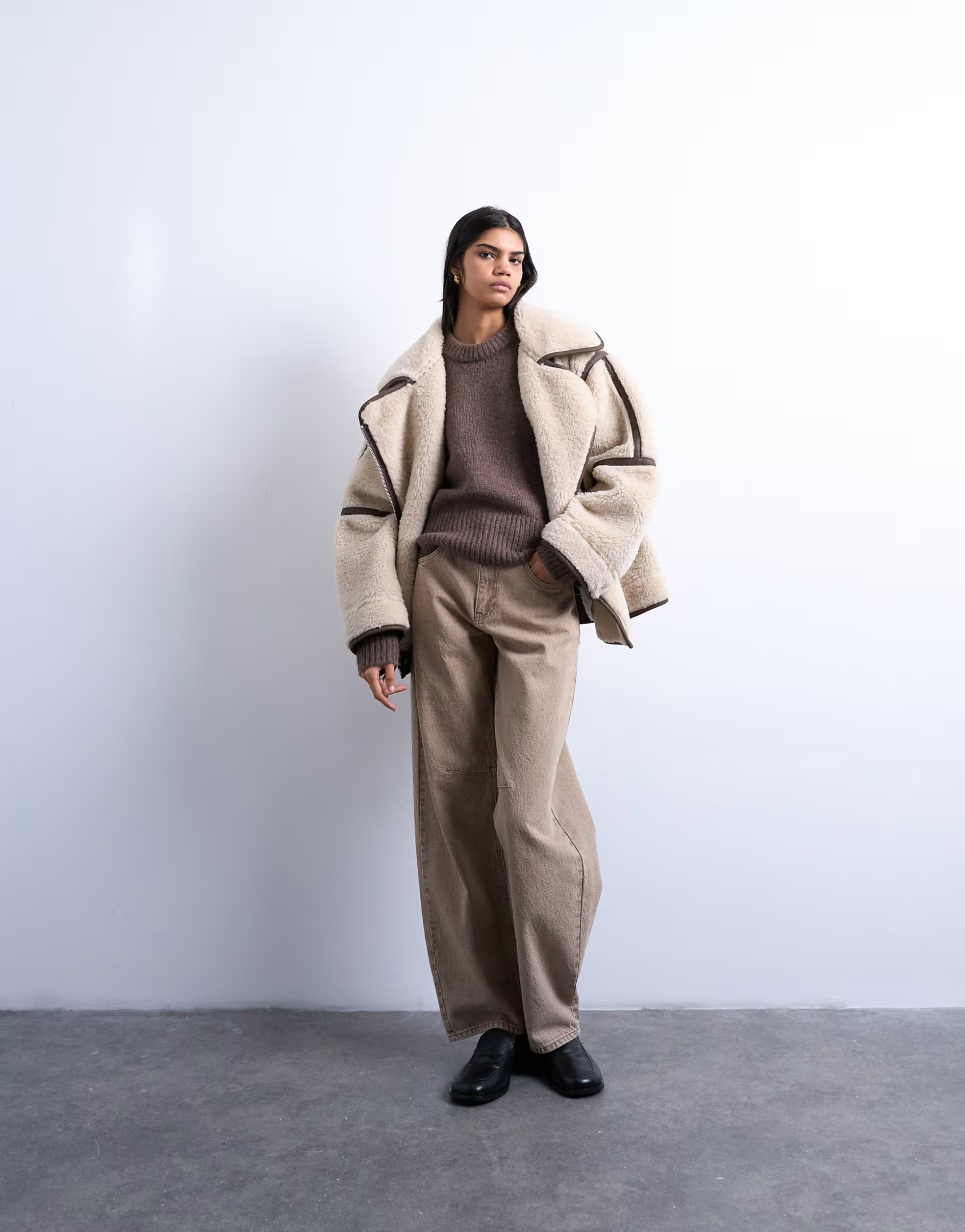 Topshop knitted wool blend fluffy ultimate jumper in mocha | ASOS (Global)