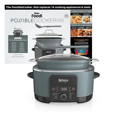 Ninja 14-in-1 PossibleCooker PRO 8.5-qt Multi-Cooker, with Slow Cooker, Dutch Oven, Steamer & More, Glass Lid & Integrated Spoon, Oven Safe Pot to 500°F, MC1001 Sea Salt Gray | Walmart (US)