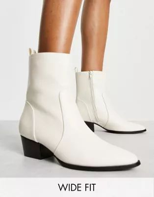 Glamorous Wide Fit ankle western boots in off white | ASOS | ASOS (Global)