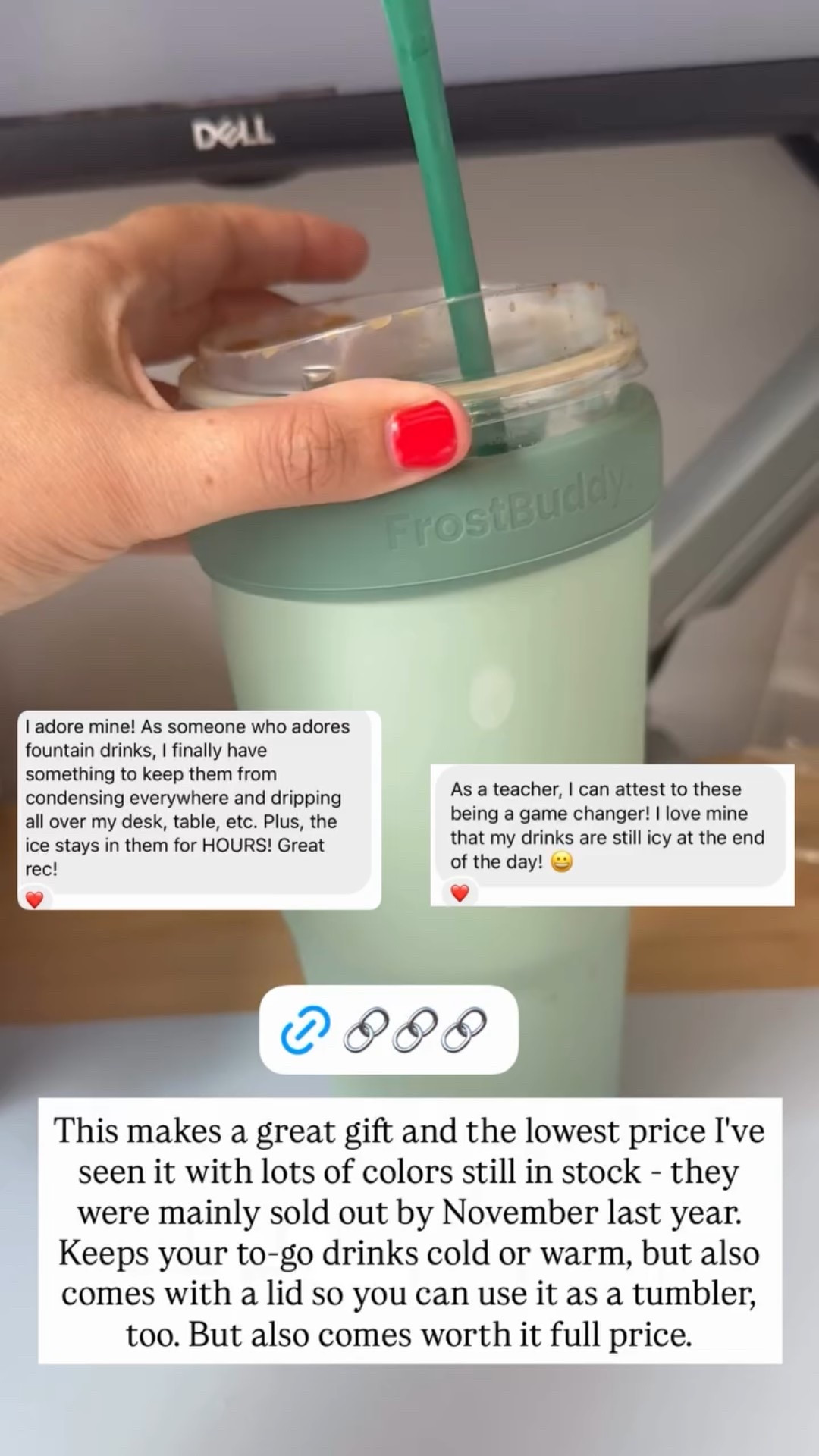 This makes a great gift and the lowest price I've seen it with lots of colors still in stock - they were mainly sold out by November last year. Keeps your to-go drinks cold or warm, but also comes with a lid so you can use it as a tumbler, too. But also comes worth it full price.

#LTKHome #LTKFindsUnder50