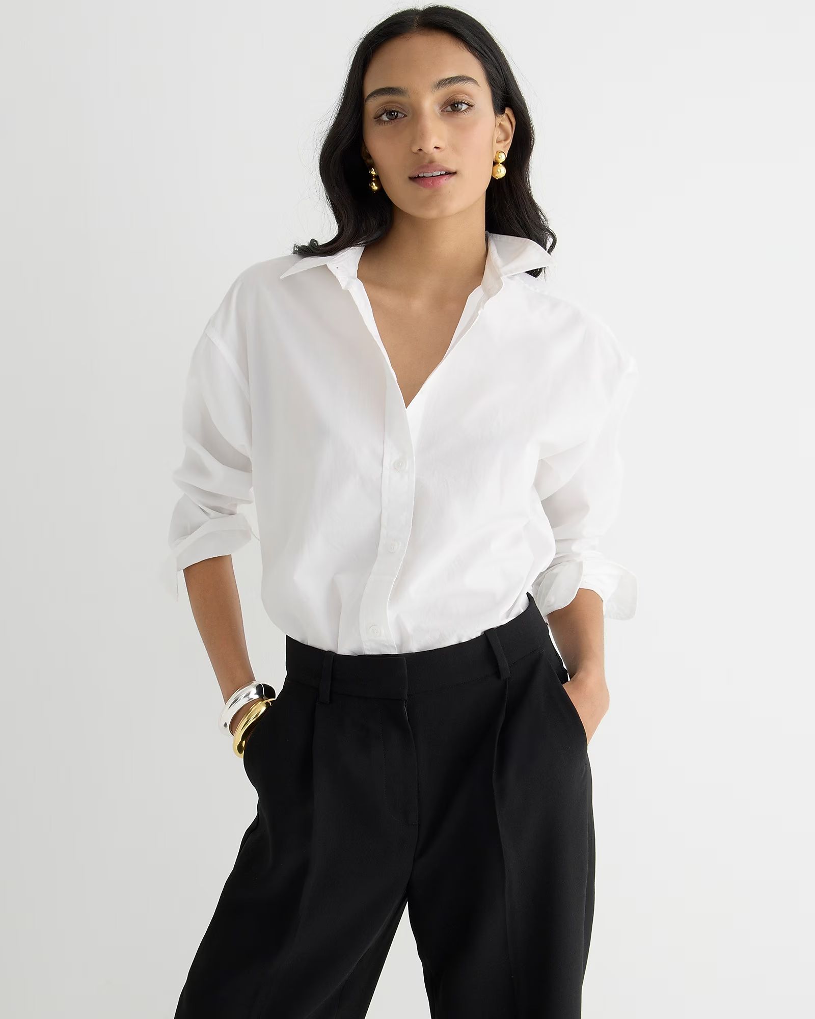 Relaxed-fit crisp cotton poplin shirt | J.Crew US