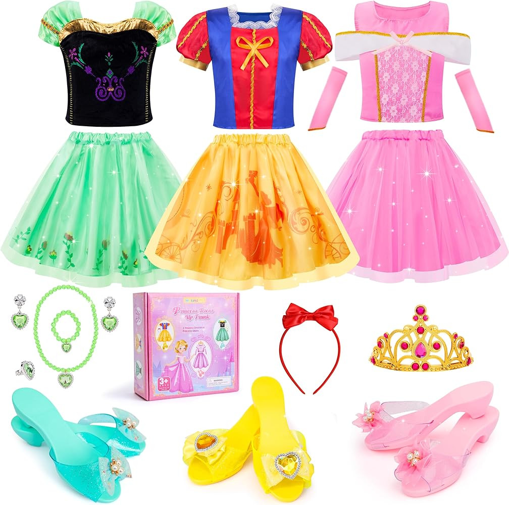 Meland Princess Dress Up - Dress Up Clothes for Girls with Princess Toys, Christmas Birthday Gift... | Amazon (US)
