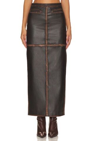 L'Academie Bo Faux Leather Maxi Skirt in Brown from Revolve.com | Revolve Clothing (Global)