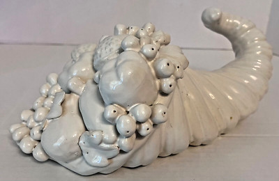 Vintage 1950s White Glazed Fruit Cornucopia Centerpiece Ceramic Thanksgiving  | eBay | eBay US