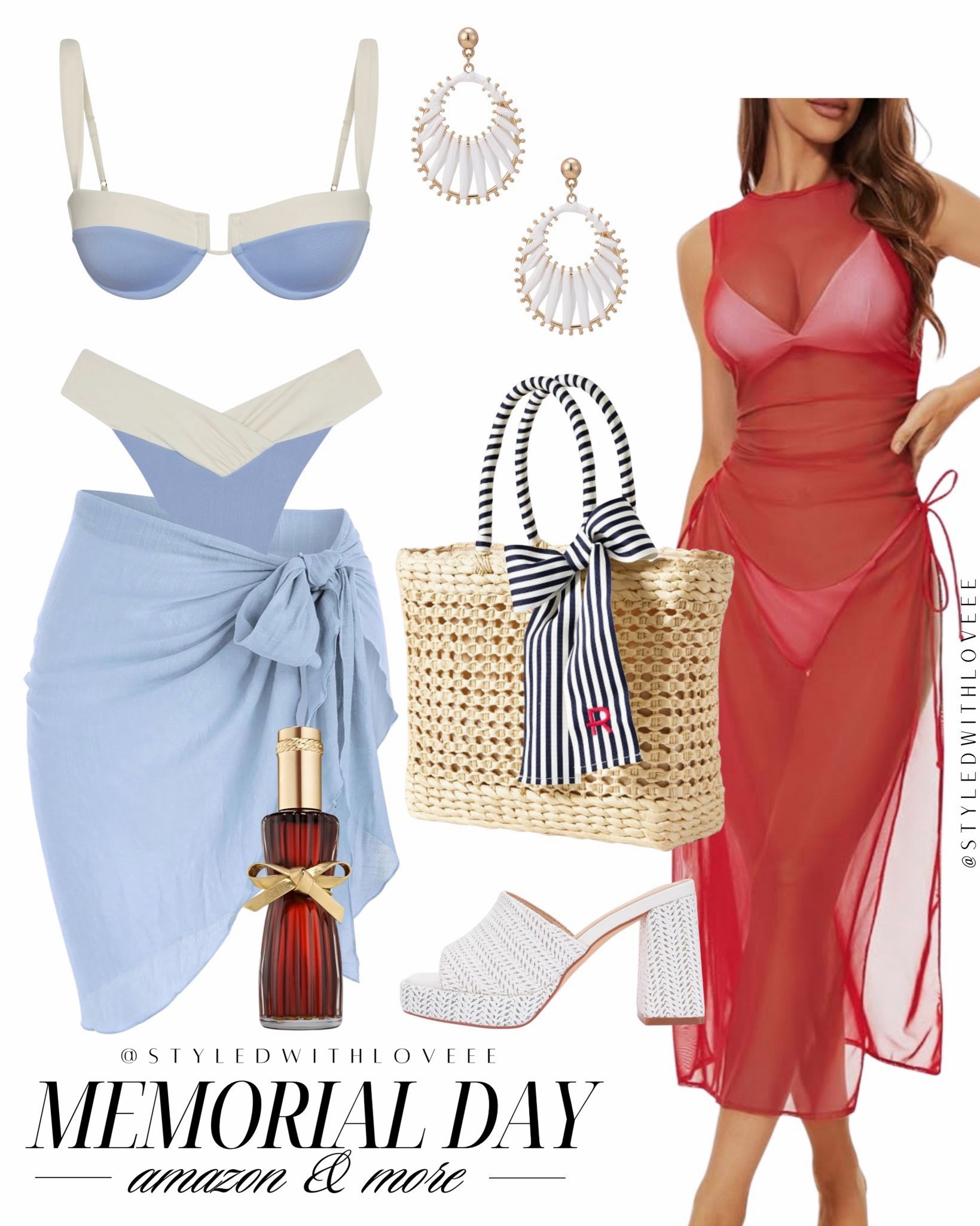 Memorial Day but make it glam 🔥
This sheer red cover-up is such a moment over any swimsuit, and the blue & white set is giving classy coastal vibes all the way.
Paired everything with pearl hoops, rhinestone heels, and a striped bow straw tote I’ll be carrying all summer.

#LTKootd #LTKSeasonal #LTKSwim