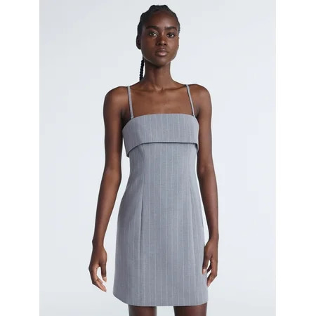 Scoop Women’s Fold Over Bandeau Neck Mini Dress, Sizes XS-XXL | Walmart (US)