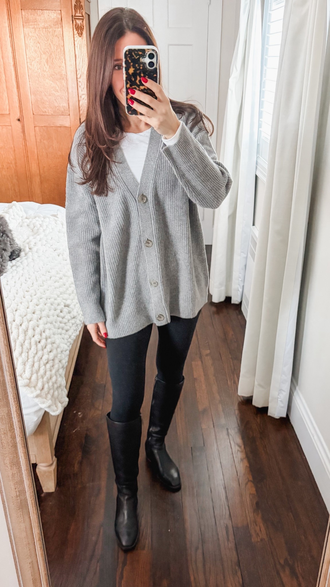 Trying to stay warm in this single digit weather.  I am wearing an xs in everything.  Boots are old Aquatalia and are no longer available but I will link similar. 