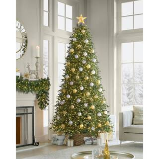 9 ft. Elegant Twinkling Grand Fir LED Pre-Lit Artificial Christmas Tree with Timer T33 | The Home Depot