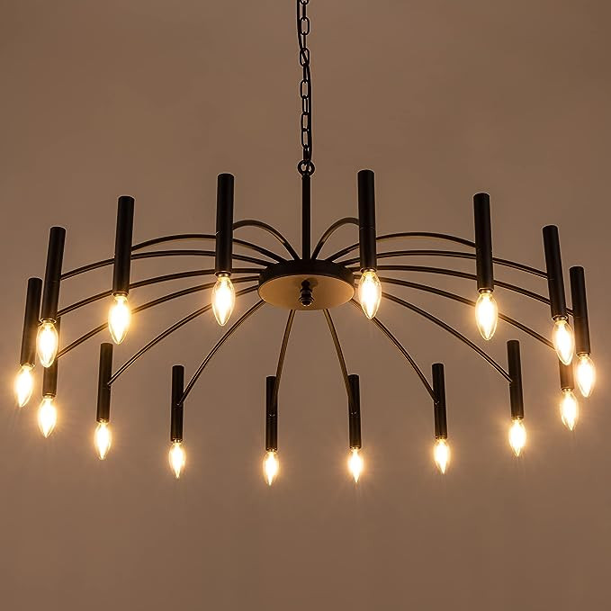 Wellmet Black Modern Branch Chandelier, 16 Lights Mid-Century Industrial Metal Pendant Light, Adj... | Amazon (US)