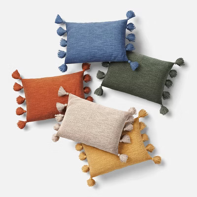 Textured Woven Lumbar Throw Pillow with Tassels - Threshold™ | Target