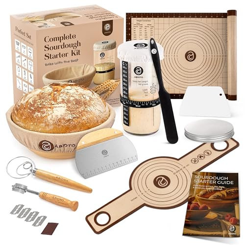 Sourdough Starter Kit with 9" Round Banneton Proofing Basket and 24oz Starter Jar - Beginner-Friendly Sourdough Bread Baking Supplies and Baking Gifts for Women, Men, and Bread Bakers | Amazon (US)