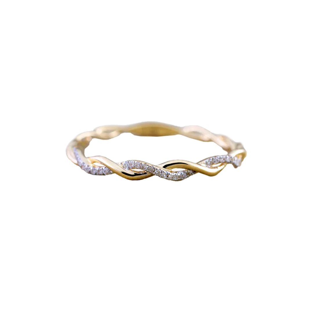 Dainty Pave Twist Stacking Ring | Mint & Lily
