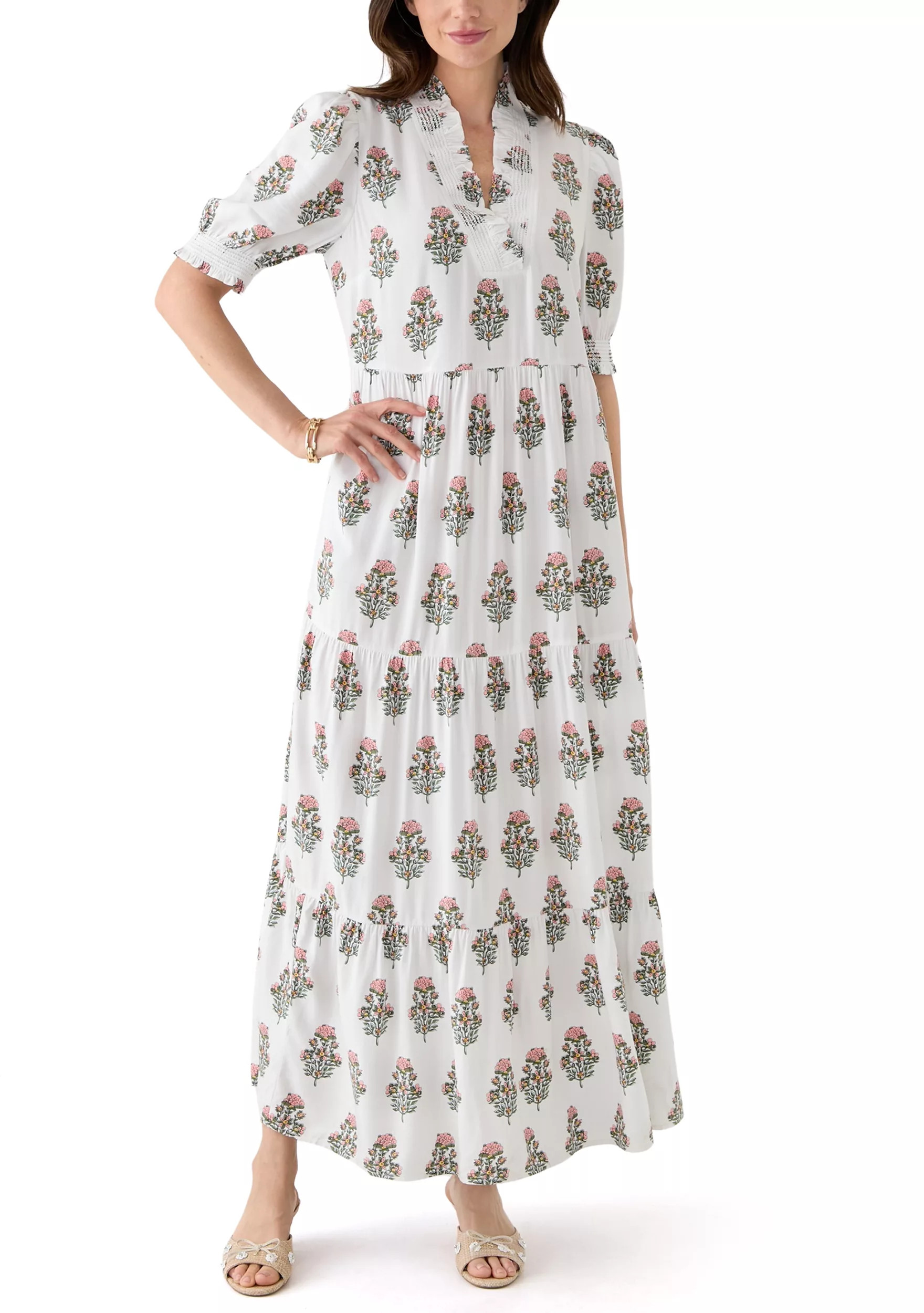 Women's Smocked Ruffle Printed Dress | Belk