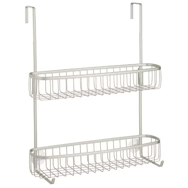 mDesign Extra Wide Stainless Steel 2-Tier Shower Over Door Caddy, Matte Satin | Target