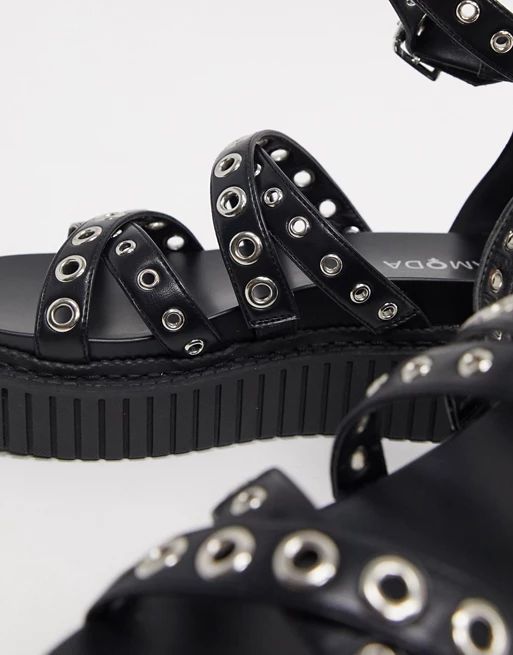 Lamoda creeper sandals with eyelet detail in black | ASOS (Global)