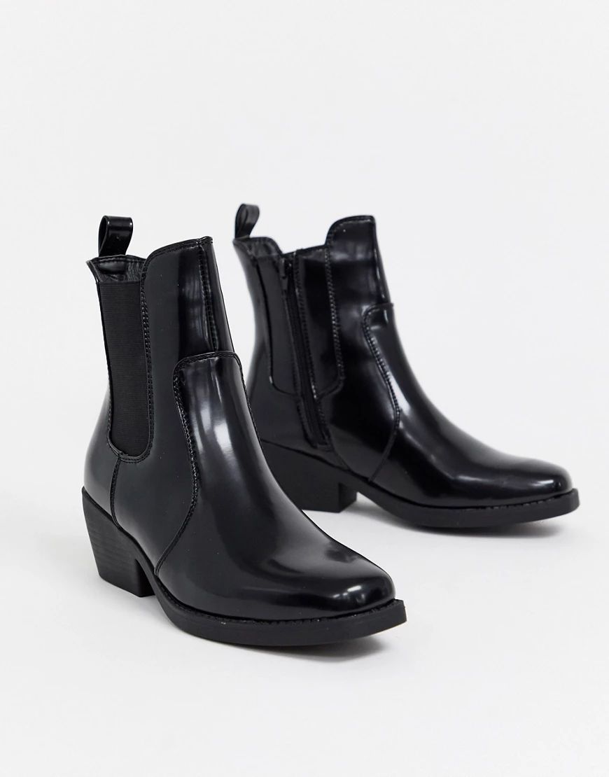 Rubi square toe western boots-Black | ASOS (Global)