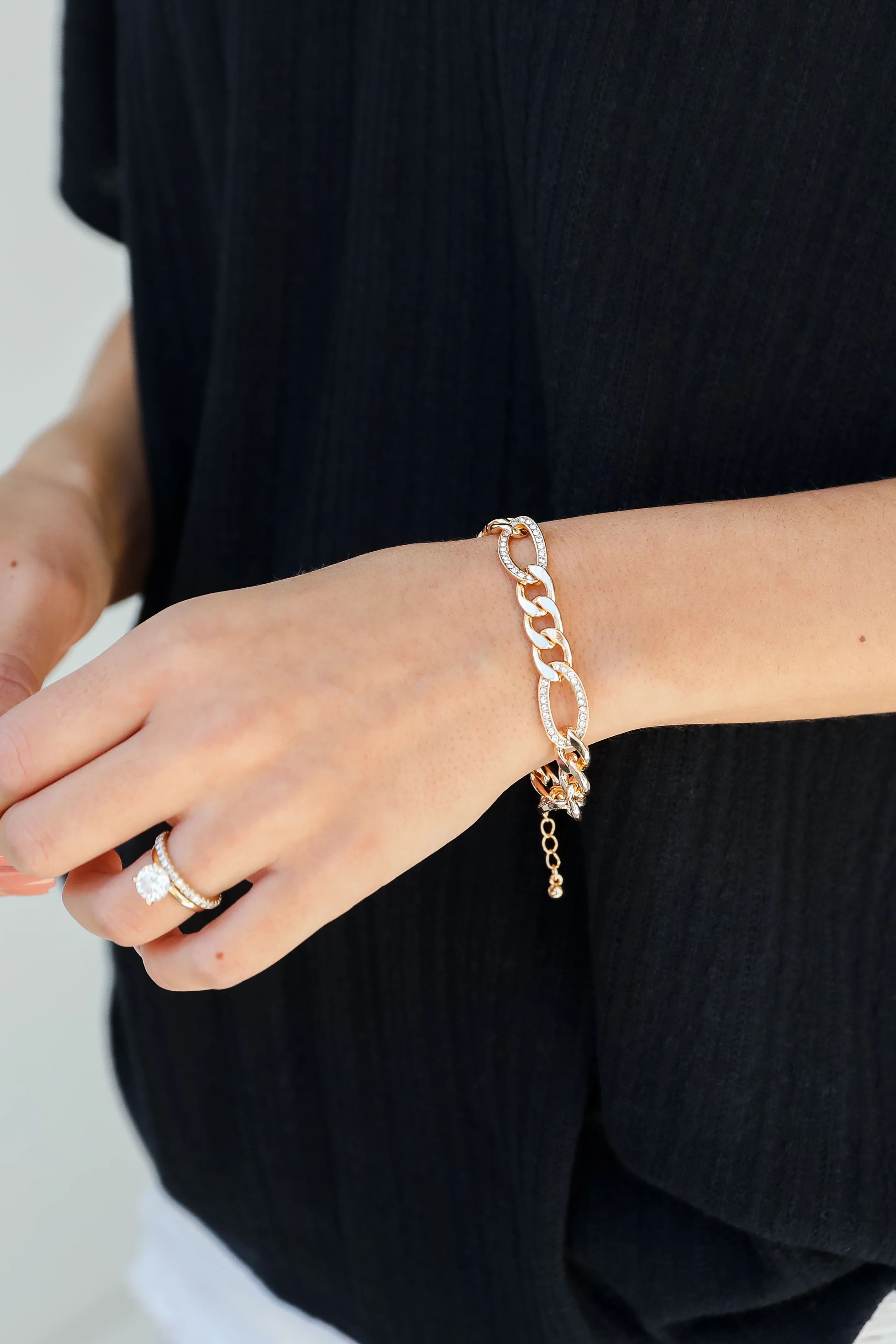 Ariana Gold Rhinestone Chain Bracelet | Dress Up