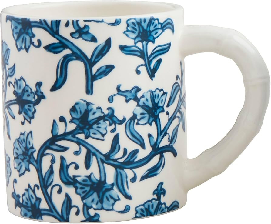 Mud Pie 15 oz Block Print Mug, Blue | Amazon (US)