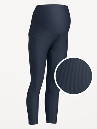 Maternity Full Panel PowerSoft 7/8 Rib Leggings | Old Navy (US)