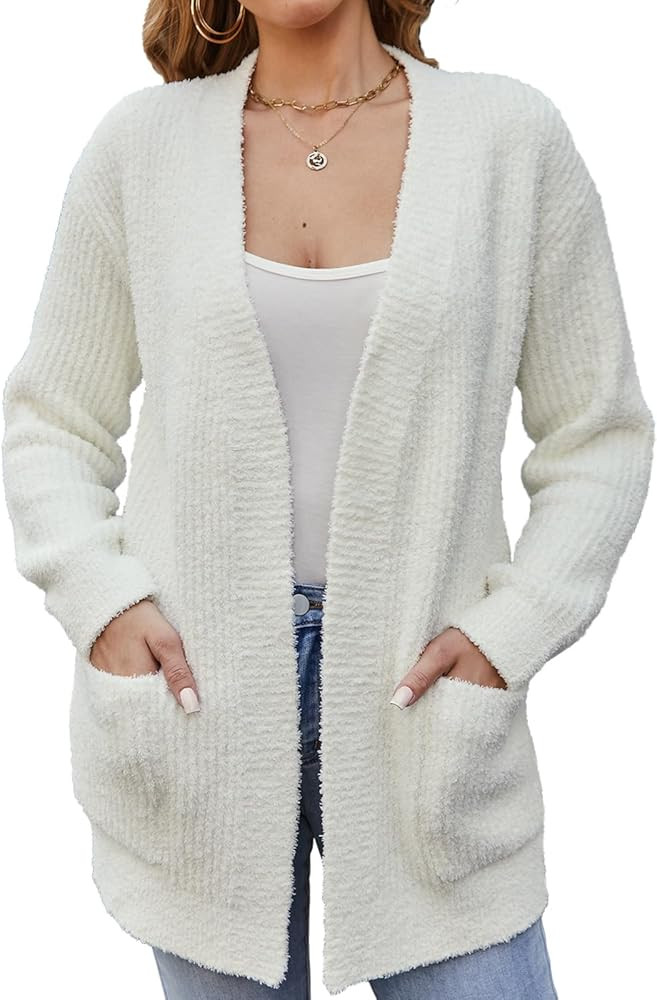 Snuggle Sac Cardigan Sweaters for Women with Pocket Trendy Casual Long Sleeve Tops Open Front Fal... | Amazon (US)