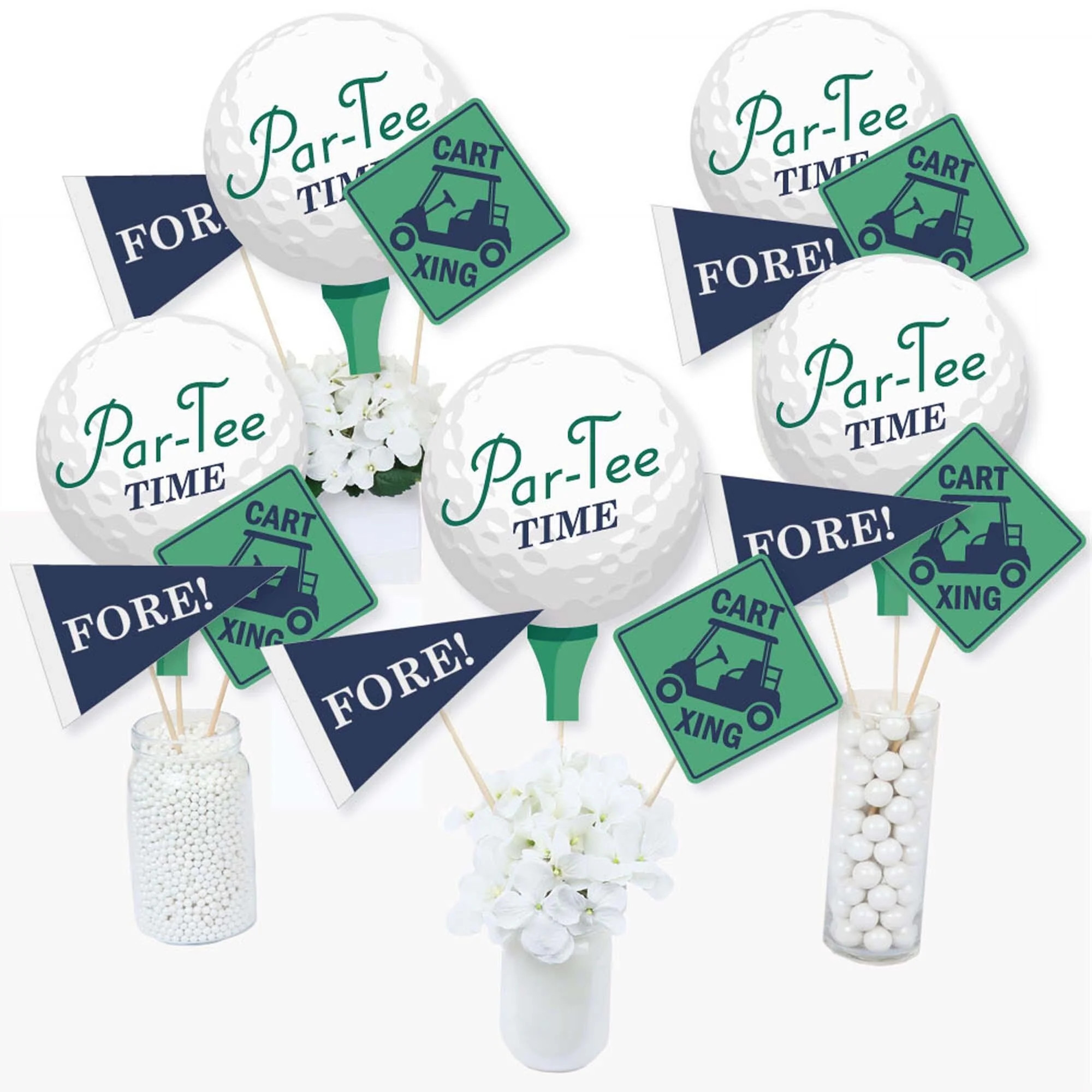 Par-Tee Time - Golf - Birthday or Retirement Party Centerpiece Sticks - Table Toppers - Set of 15 | Big Dot of Happiness