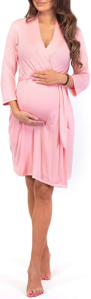 Mother Bee Maternity Robe with Adjustable Waist Tie | Amazon (US)