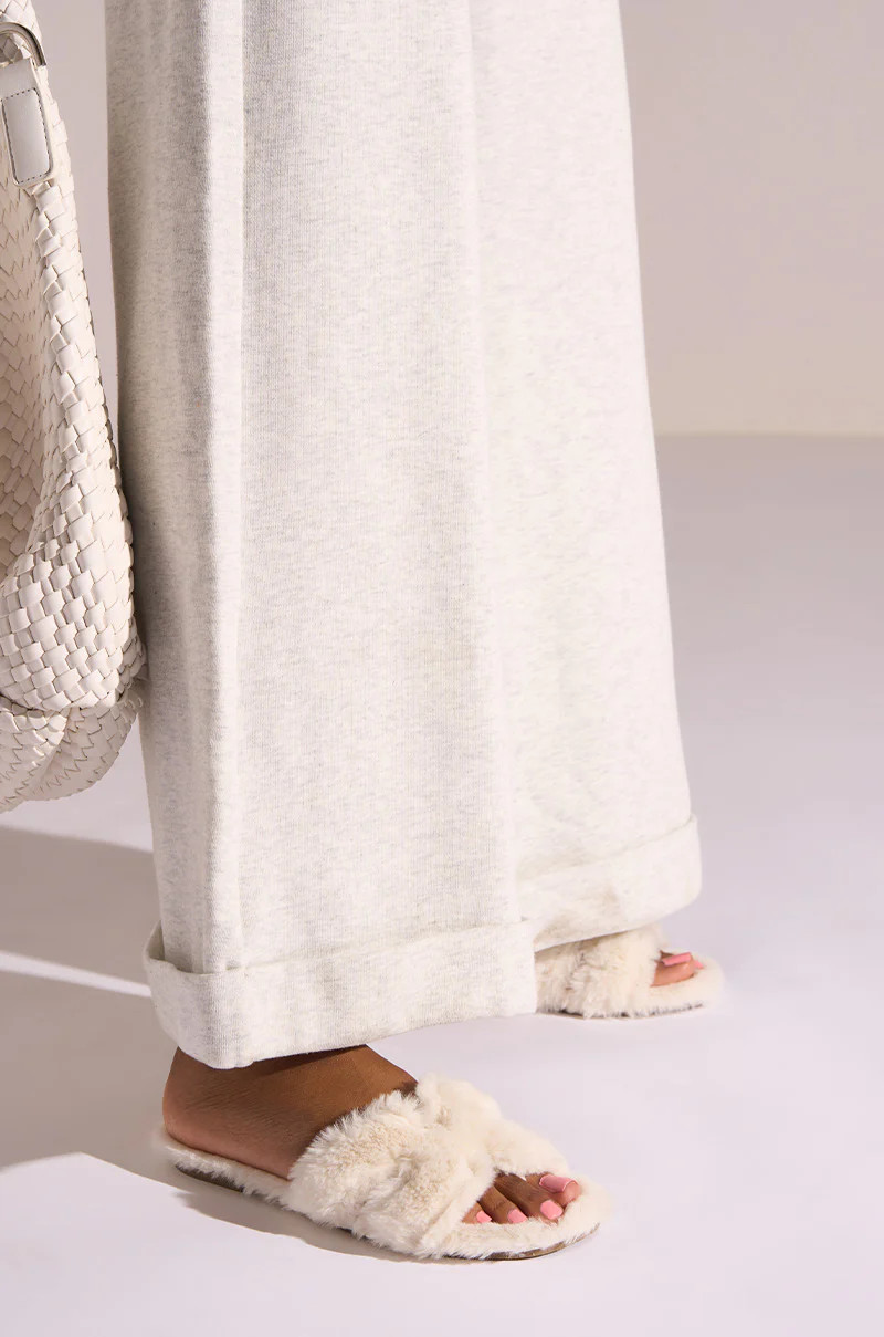 AZALEA WANG WHITE FUZZY SLIP ON SANDAL | AKIRA