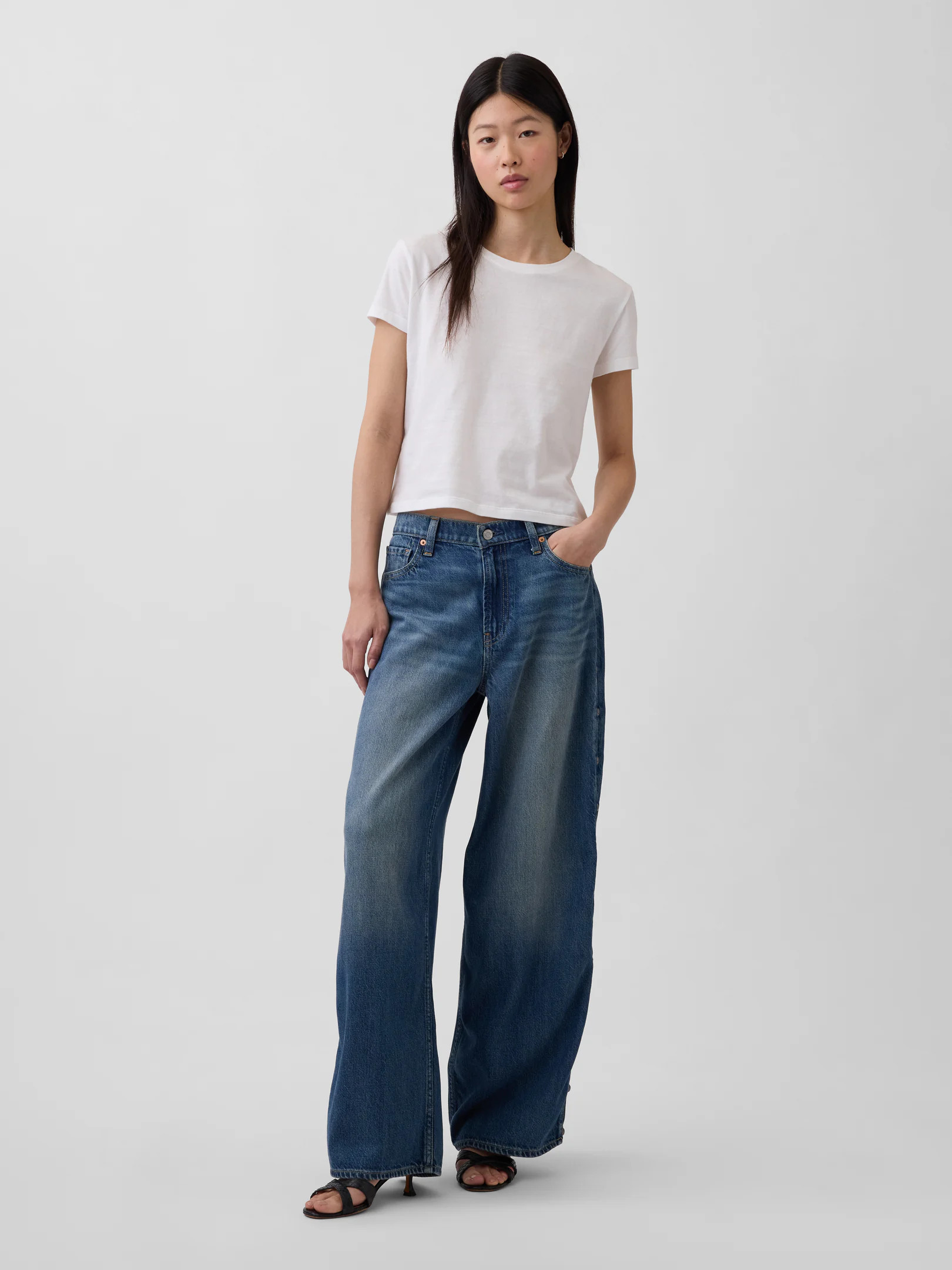 Mid Rise UltraSoft Studded Baggy Jeans | Gap (US)