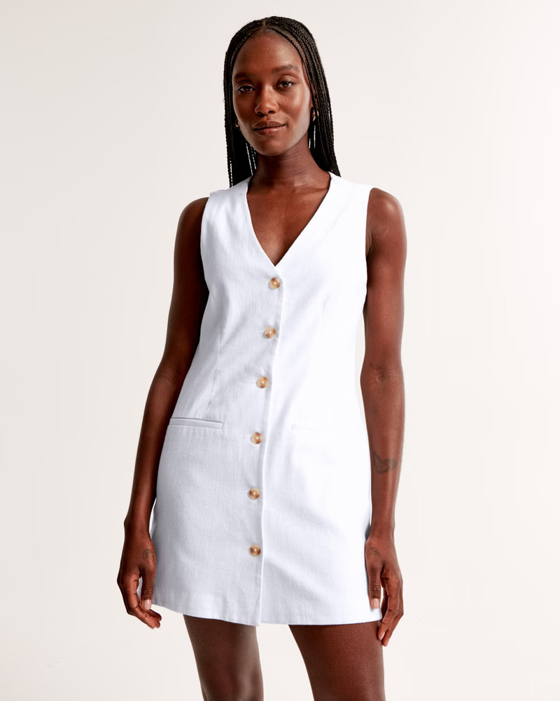 Women's The A&F Mara Linen-Blend Vest Mini Dress | Women's Dresses & Jumpsuits | Abercrombie.com | Abercrombie & Fitch (US)