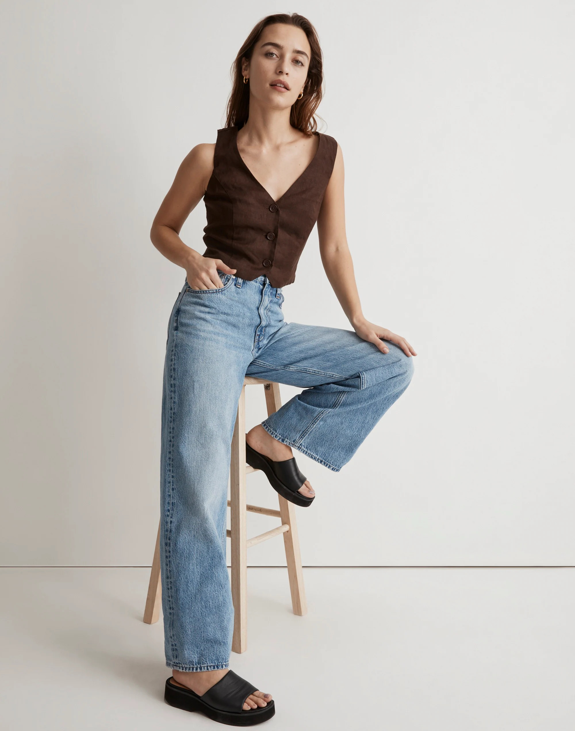 Linen Gwen Crop Vest Top | Madewell