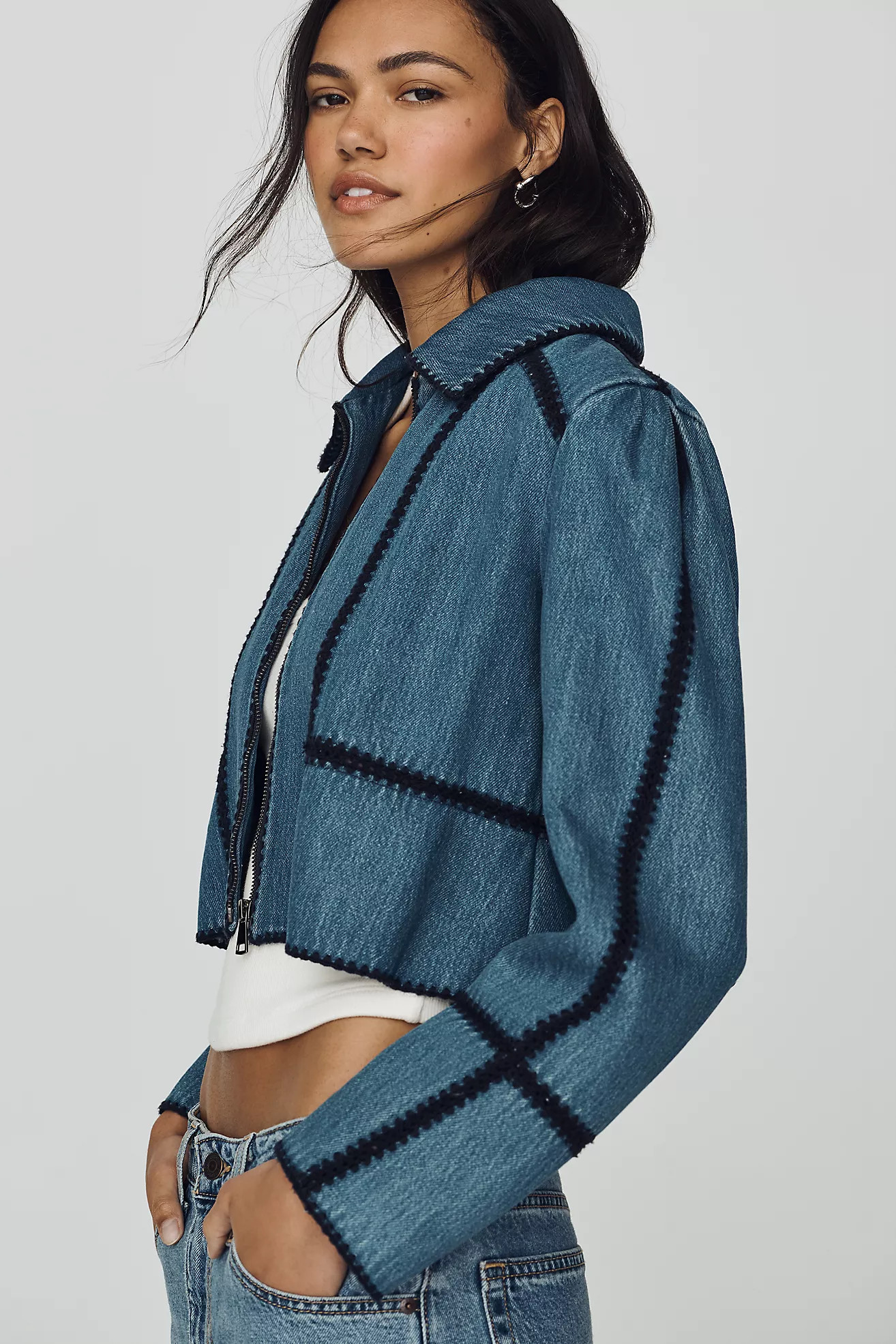 Freya Stitched Zip-Up Jacket | Anthropologie (US)
